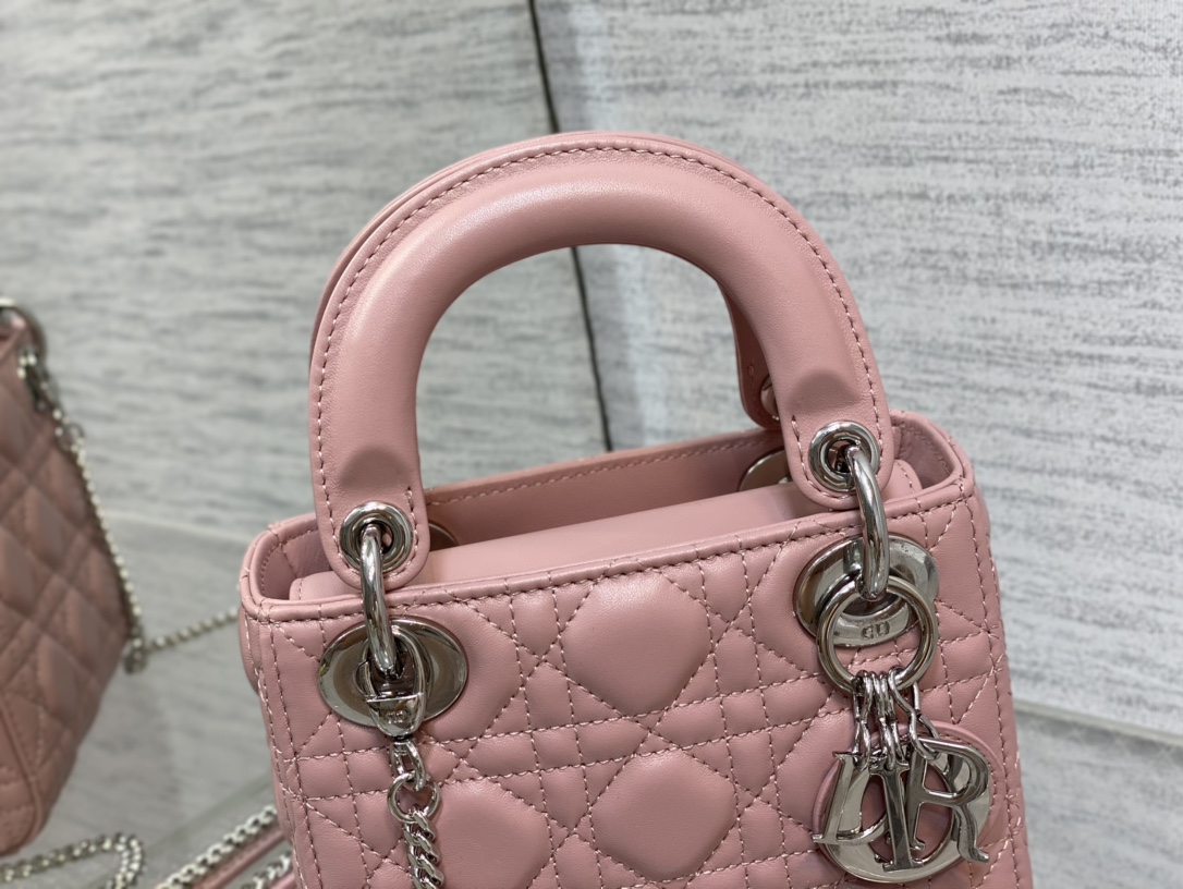 Mini Lady Dior Bag Pink Cannage Lambskin